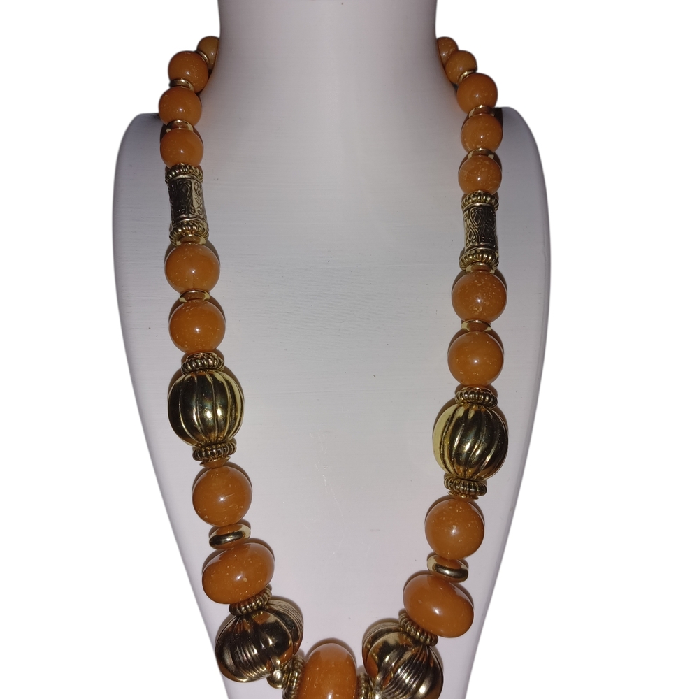 R.J. Graziano Gold and Orange Statement Necklace